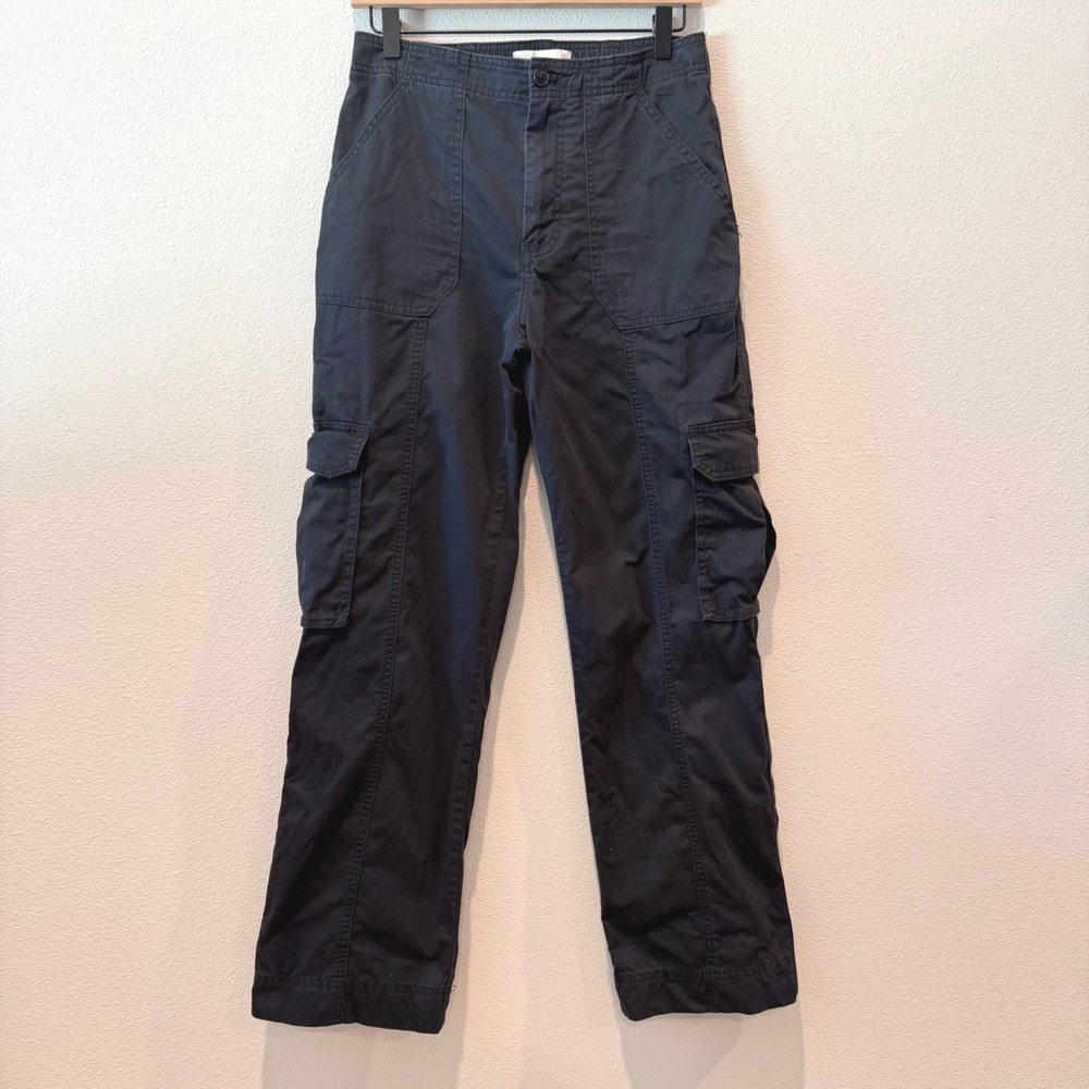ABERCROMBIE & FITCH Women Cargo Pants 27/4 Black Utility Gorpcore Streetwear Y2K